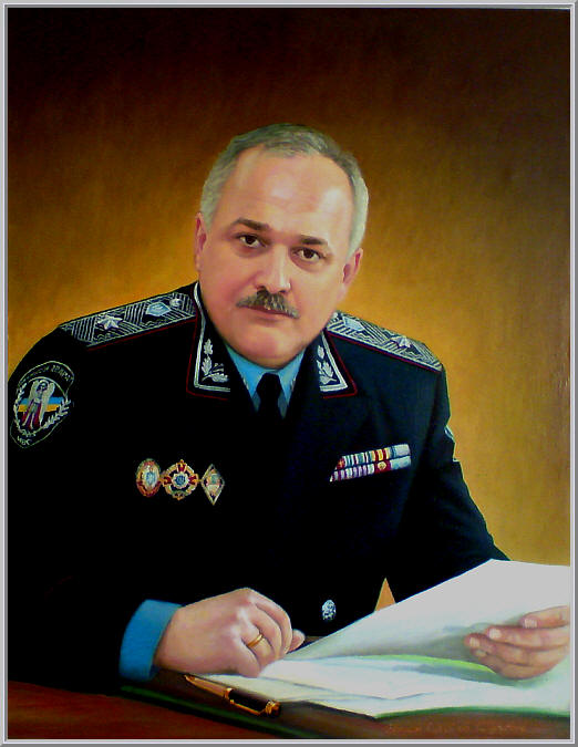 Картина из серии - портрет.  
Генерал милиции, 
работа выполнена на холсте маслянными красками

